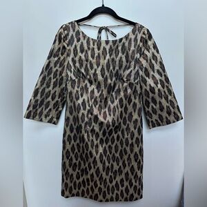 Trina Turk Metallic Leopard Gold Black Dress Sz 6